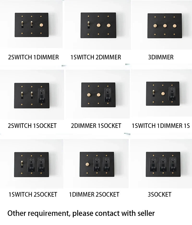 Brass Toggle Light Dimmer & Switch & Wall Plate - 3 Gang