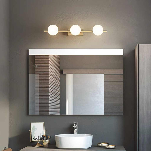 Brass Wall Vanity Mirror Light with Globes