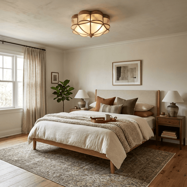 Brass Domed Flush Ceiling Lamp