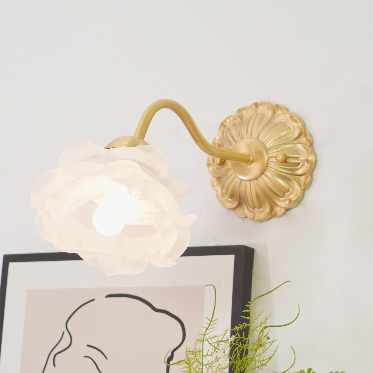 Brass Rose Wall Light