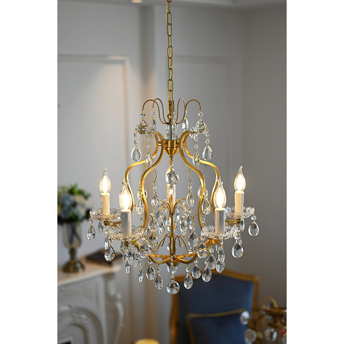 Cevinyra Postmodern Luxury Brass Crystal Scrolls Chandelier