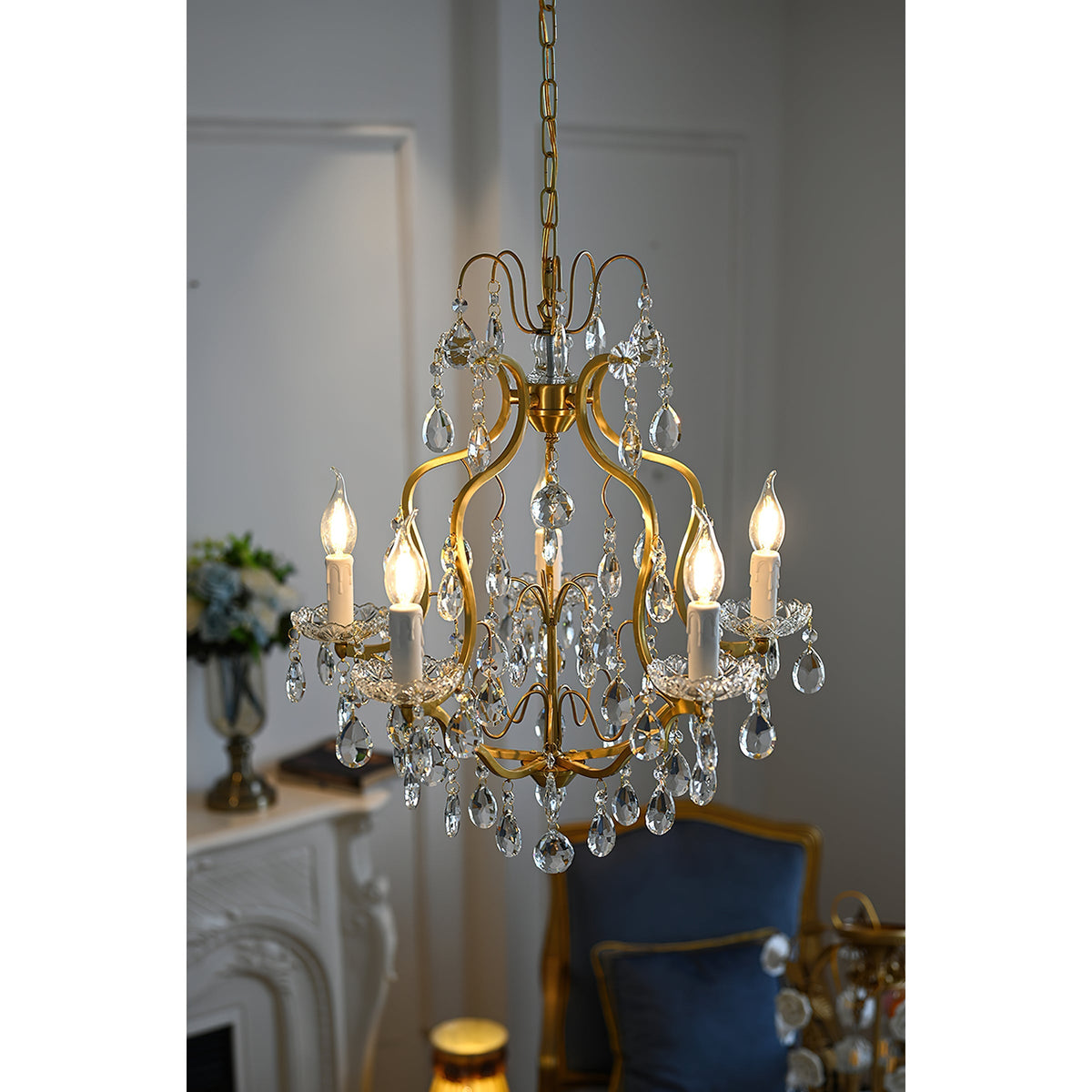 Cevinyra Postmodern Luxury Brass Crystal Scrolls Chandelier