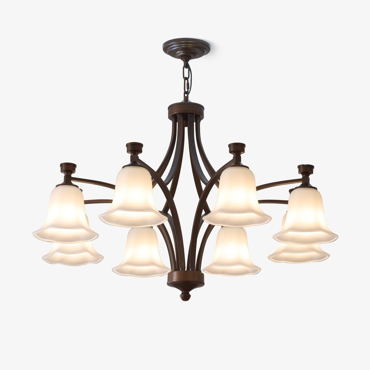 Bronze Bell Glass Chandelier