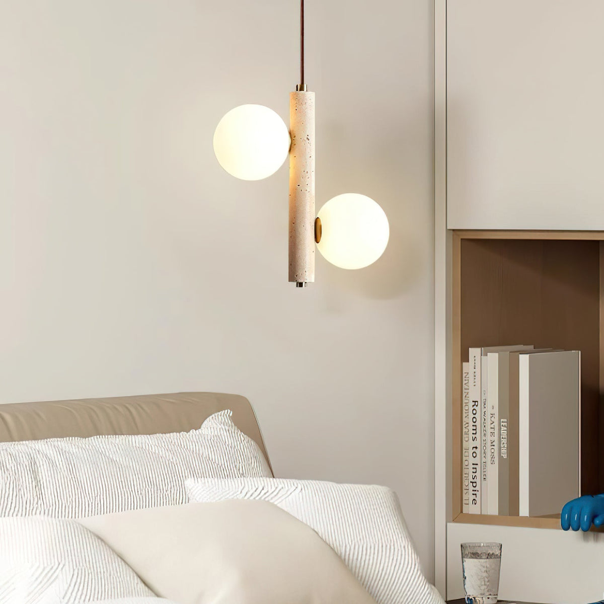 Travertine Ball Spheres Pendant Lamp