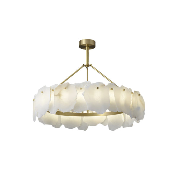 Cryon Postmodern Luxury Brass Alabaster Chandelier