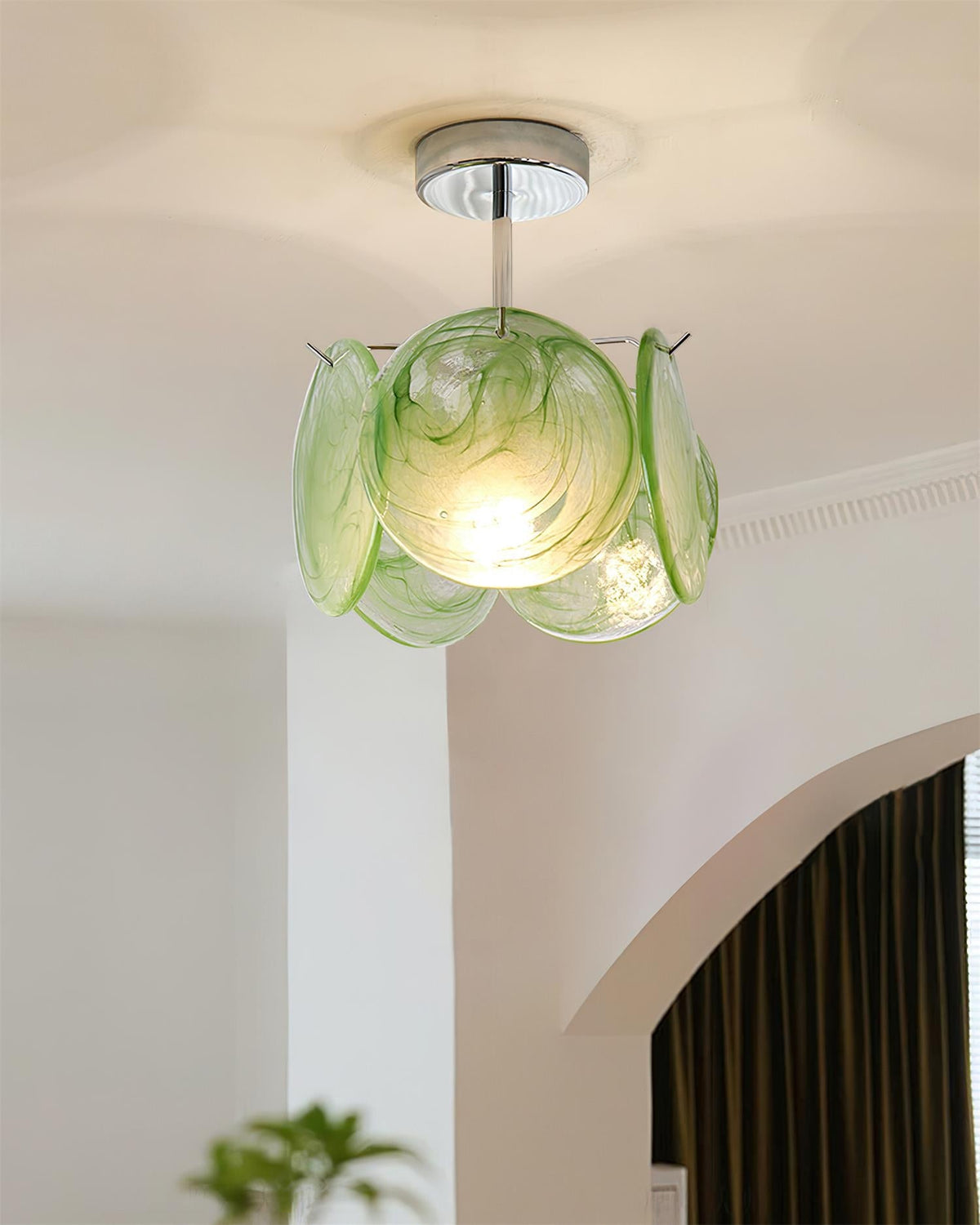 Lenira Ceiling Lamp Blue Art Glass Modern