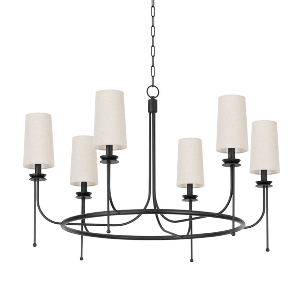 Aurora Vintage Industrial Brass Fabric Chandelier