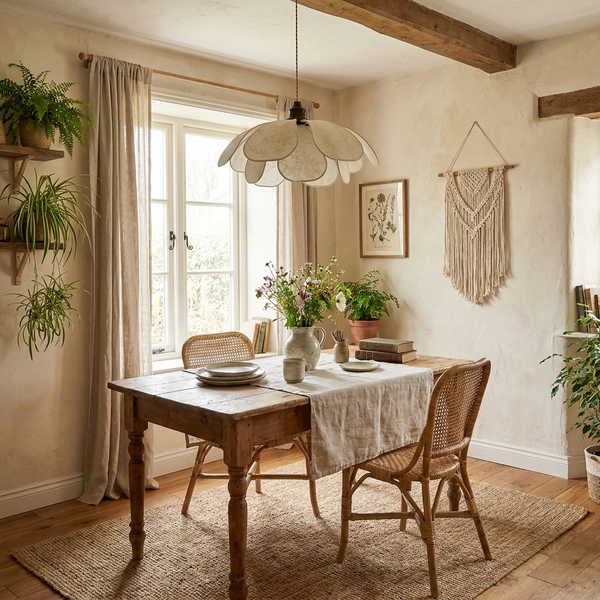 Camellia Printed Fabric Pendant Lamp