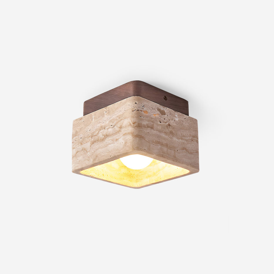 Veloria Ceiling Light Travertine Square Flush Mount