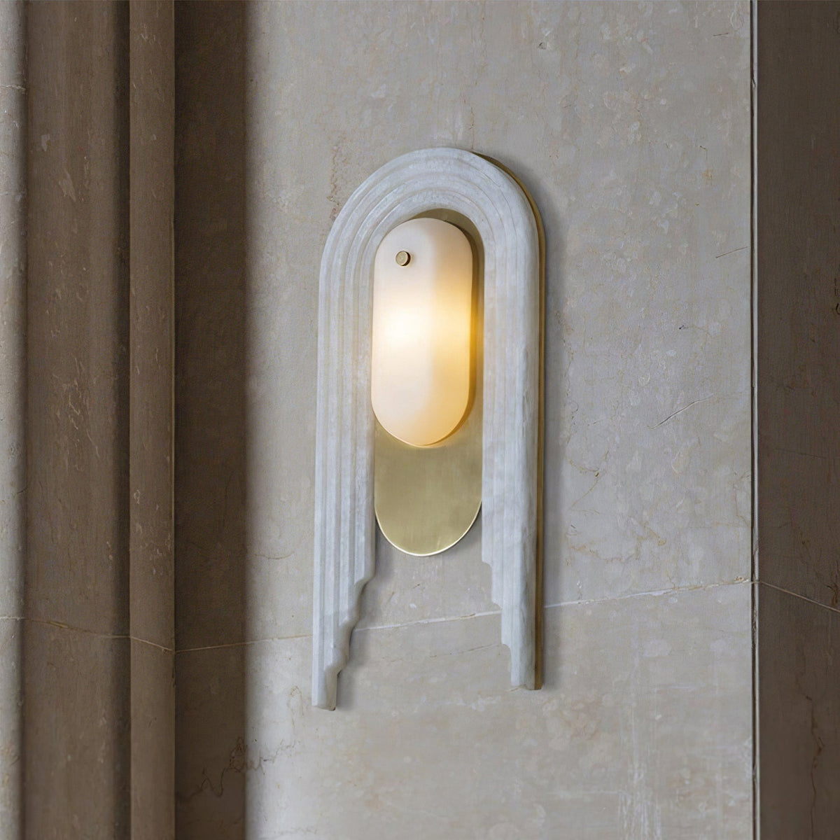 Alabaster Stacked Oval Cascada Wall Sconce