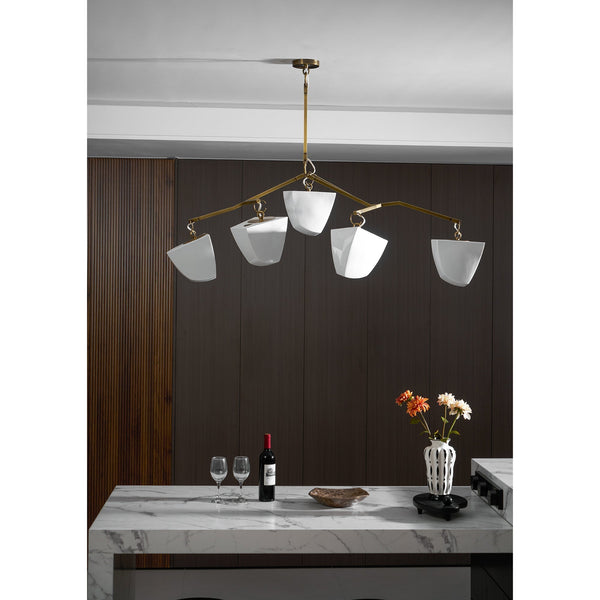 Iris Mobile Brass Ceramics Chandelier
