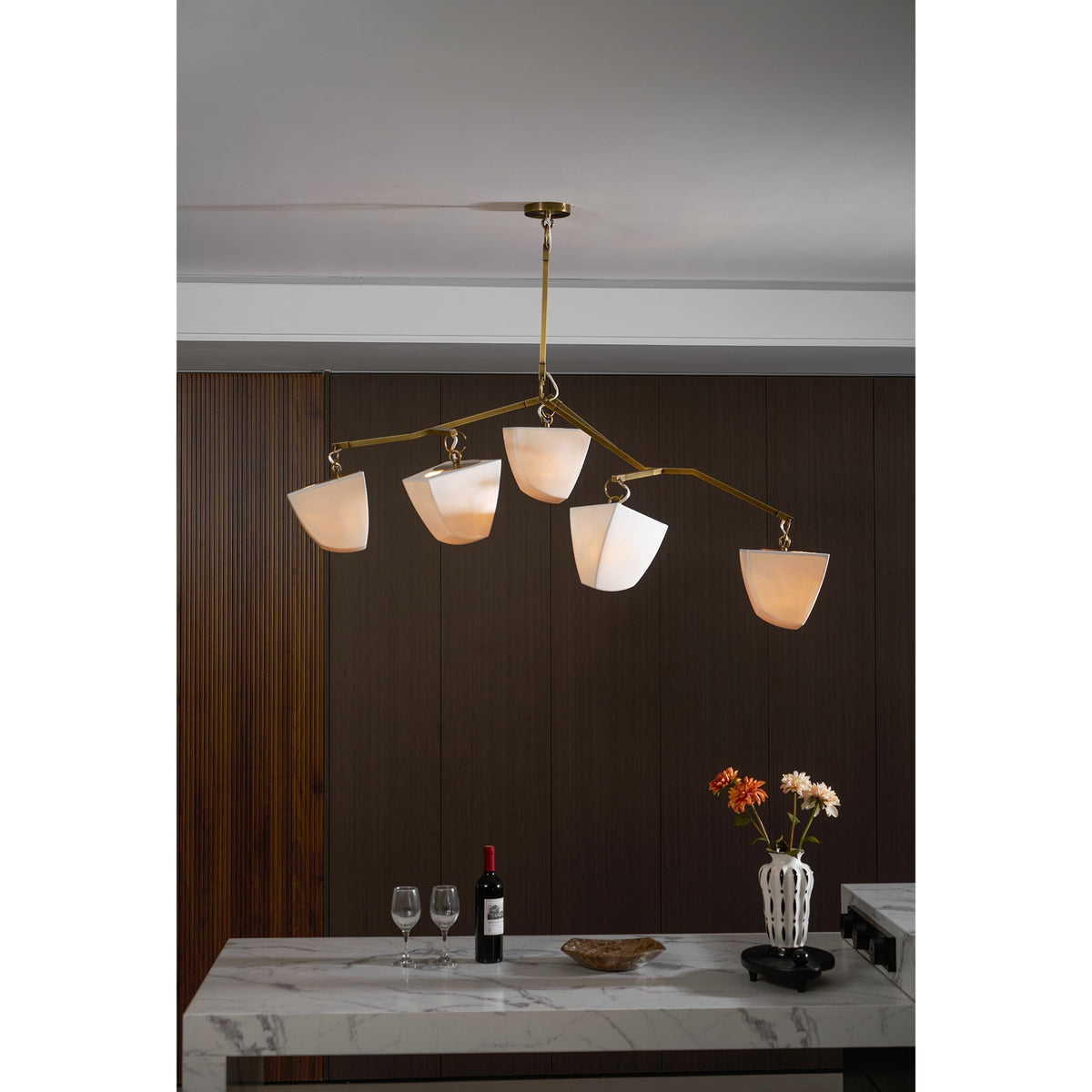 Iris Mobile Brass Ceramics Chandelier