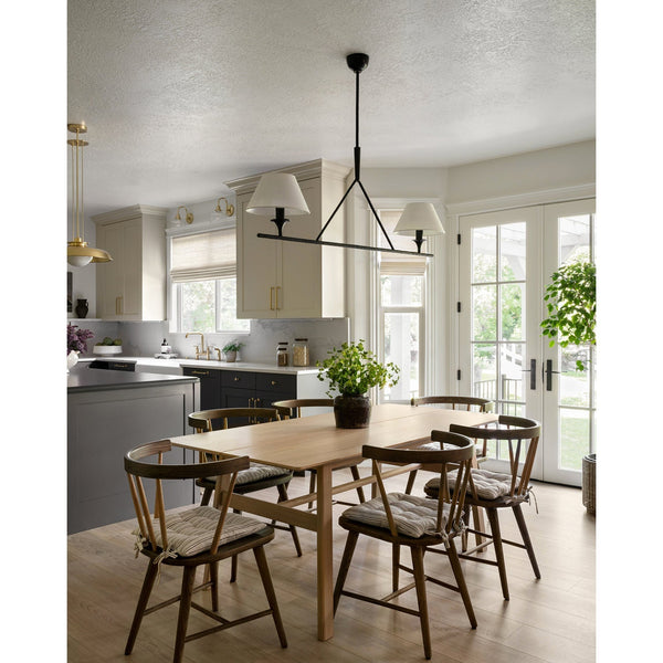 Keen Linear Modern Elegant Brass Fabric Chandelier