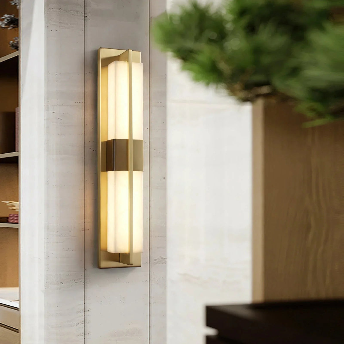 Geo Columnar Linear Alabaster Wall Sconce