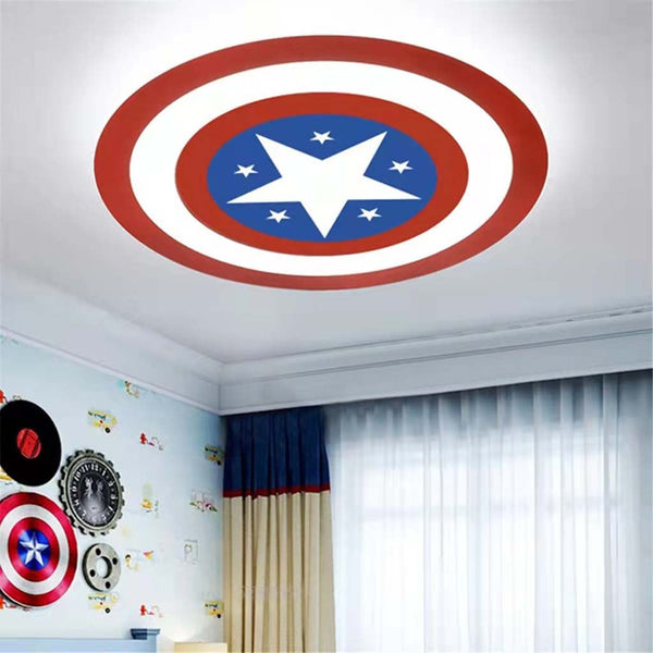 Ceiling Light Kids Bedroom Captain America Shield with Star, Iron & Acrylic