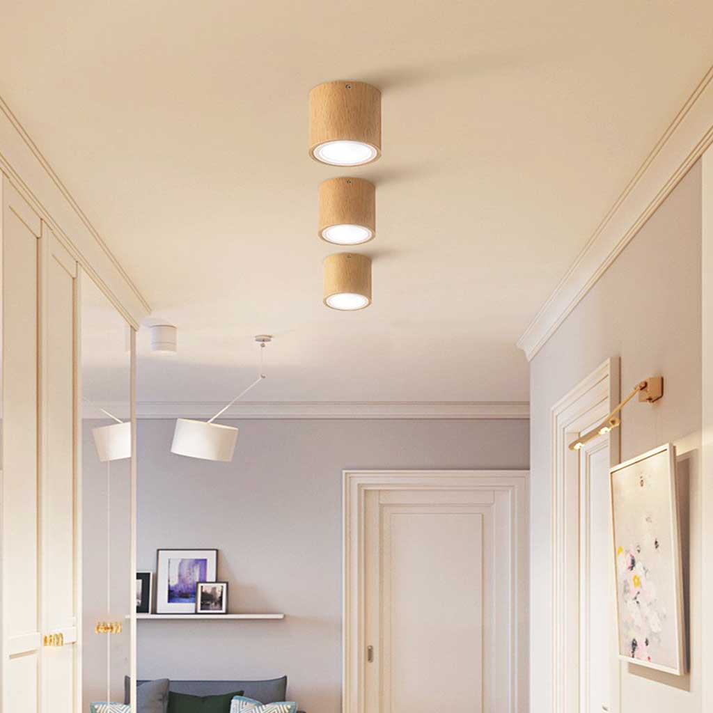 Ceiling Light Downlight Wood LED Cylinder/Cube, Log Color