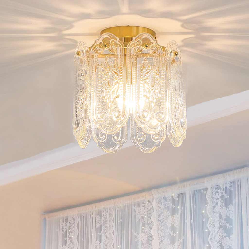 Ceiling / Pendant Light French Floral Carved Glass