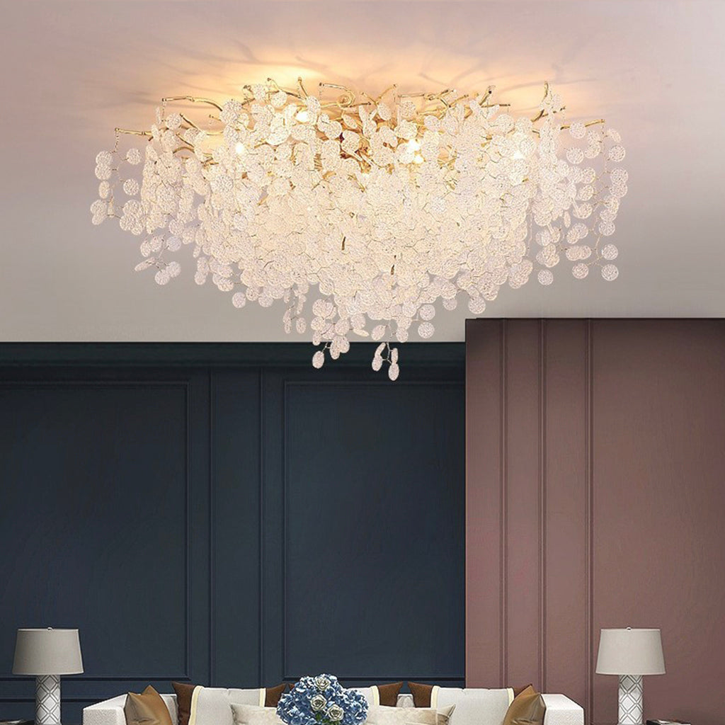 Flush Mount Chandelier Ceiling Light Modern Branch Glass Leaf