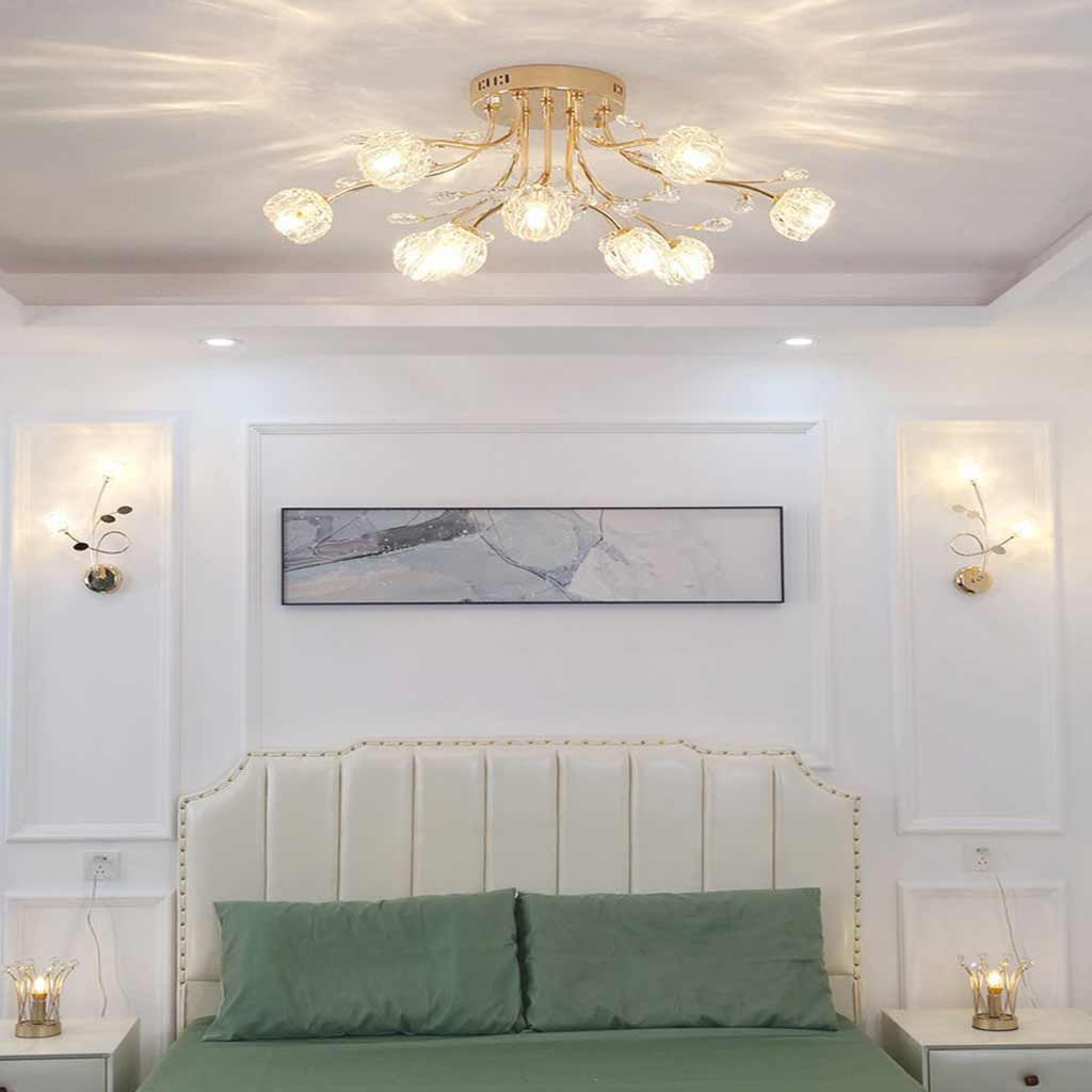 Ceiling Light Modern Glass Crystal Branch Flower