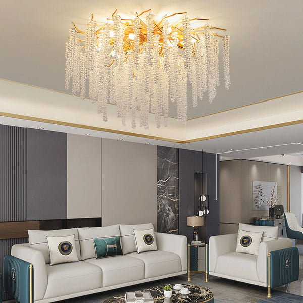 Pendant Chandelier / Flush Mount Ceiling Light Tree Branch Crystal Willow