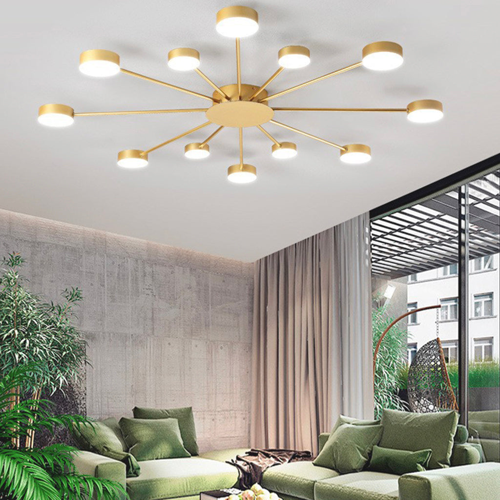 Ceiling Light Modern Unique Sputnik LED, Black / Gold