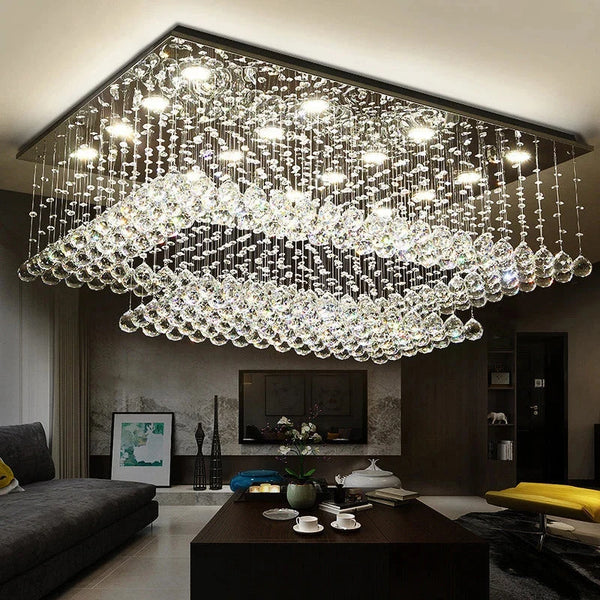 Cely Modern Raindrop Crystal Rectangle Chandelier