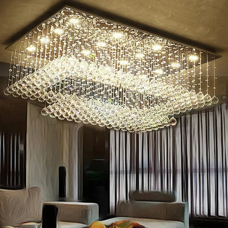 Cely Modern Raindrop Crystal Rectangle Chandelier