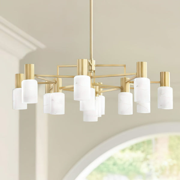 Drift Centerport Chrome Alabaster Chandelier