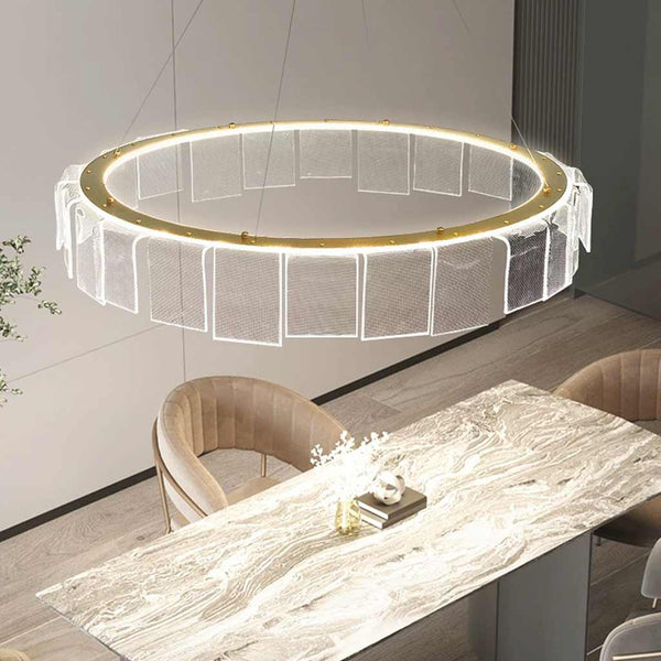 Chandelier Circular Round Ring Acrylic LED, Gold