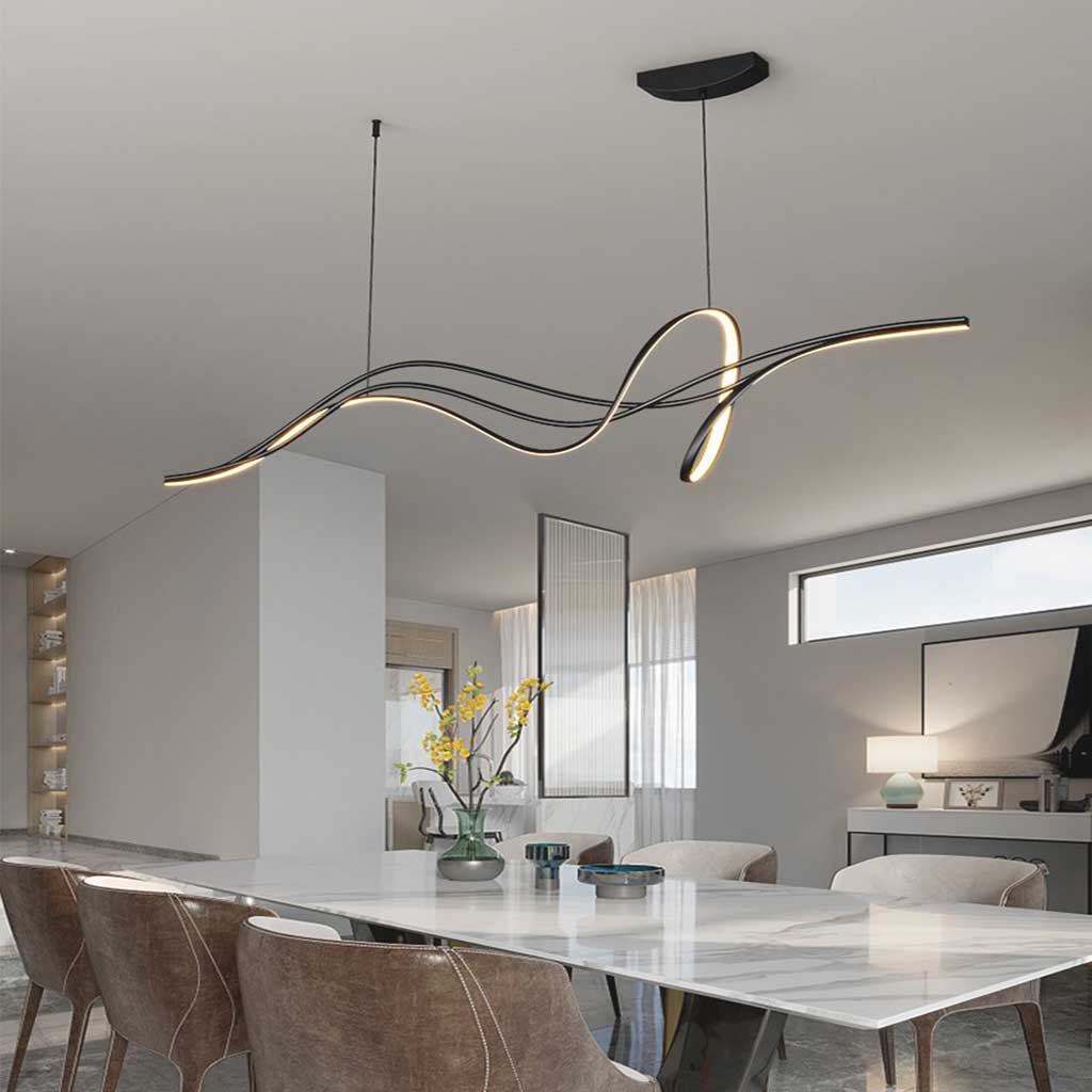 Chandelier Unique Minimalist Curved Wave LED, Black / White
