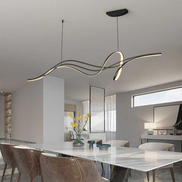 Chandelier Unique Minimalist Curved Wave LED, Black / White