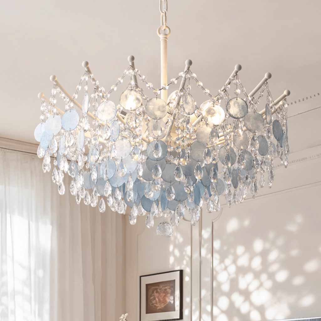 Chandelier French Branch Crystal Blue Shells