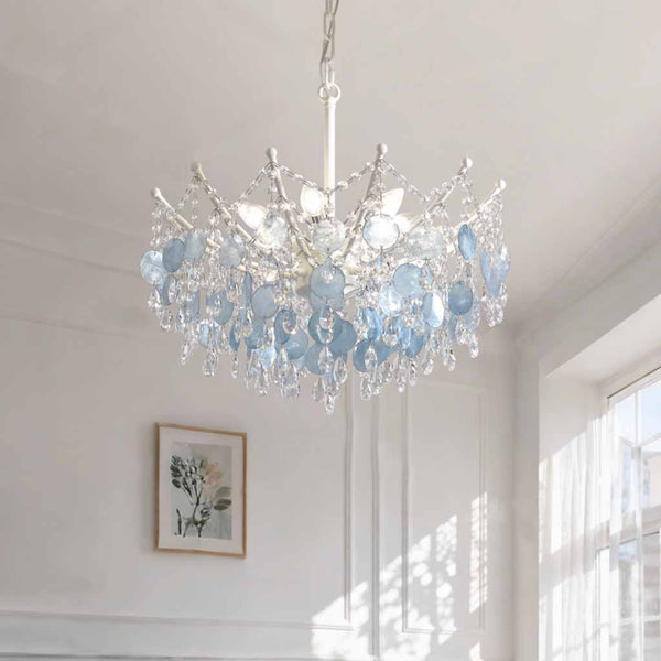 Chandelier French Branch Crystal Blue Shells