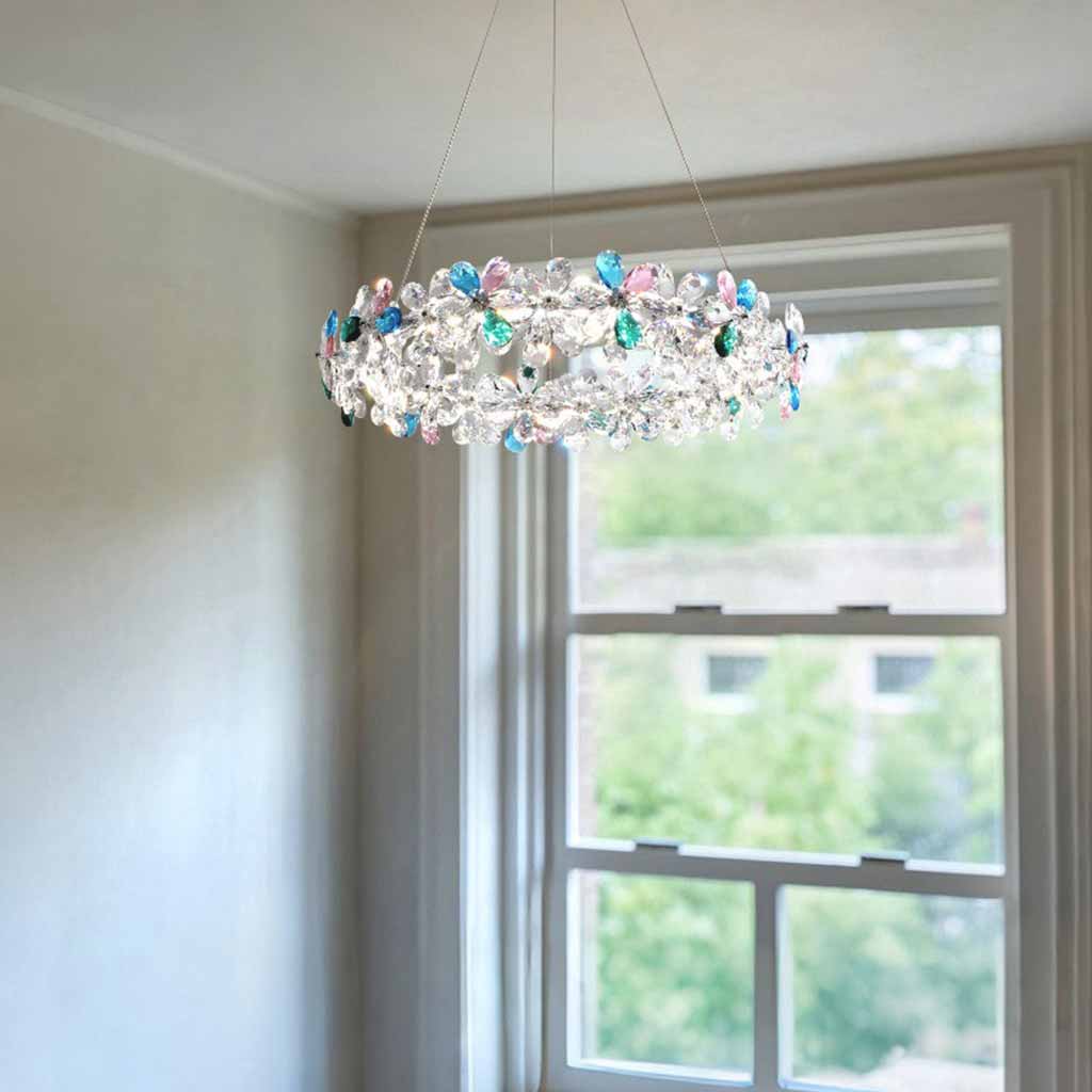 Chandelier French Round / S-Shape Colored Crystal