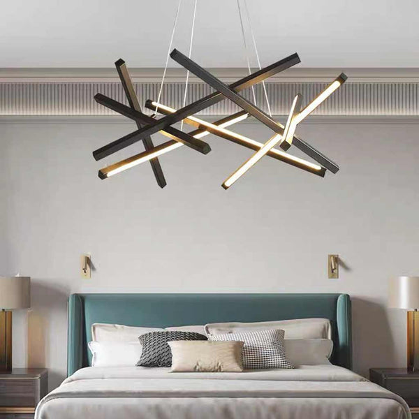 Chandelier Geometric LED Cross Light Bar, Black / Gold