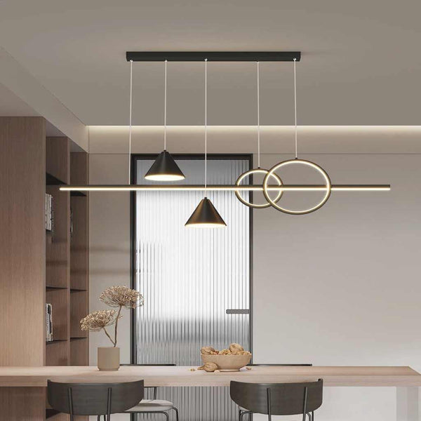 Chandelier Modern Minimalist Geometric Linear LED, Black / White