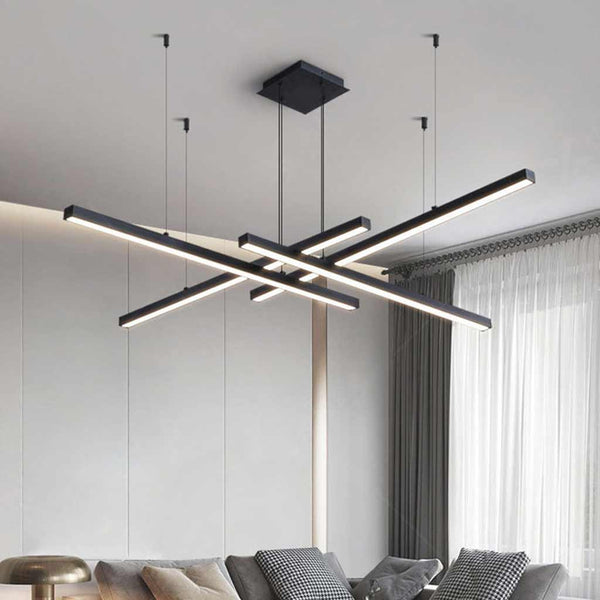 Chandelier Geometric Multiple LED Light Stick Dimmable, Black