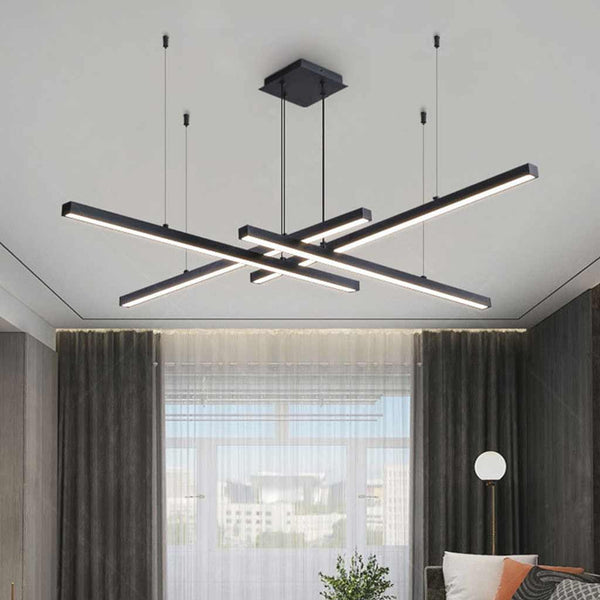 Chandelier Geometric Multiple LED Light Stick Dimmable, Black