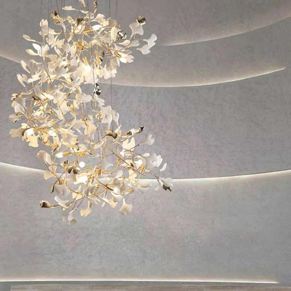 Chandelier Grand Long High Ceiling Ginkgo Branch