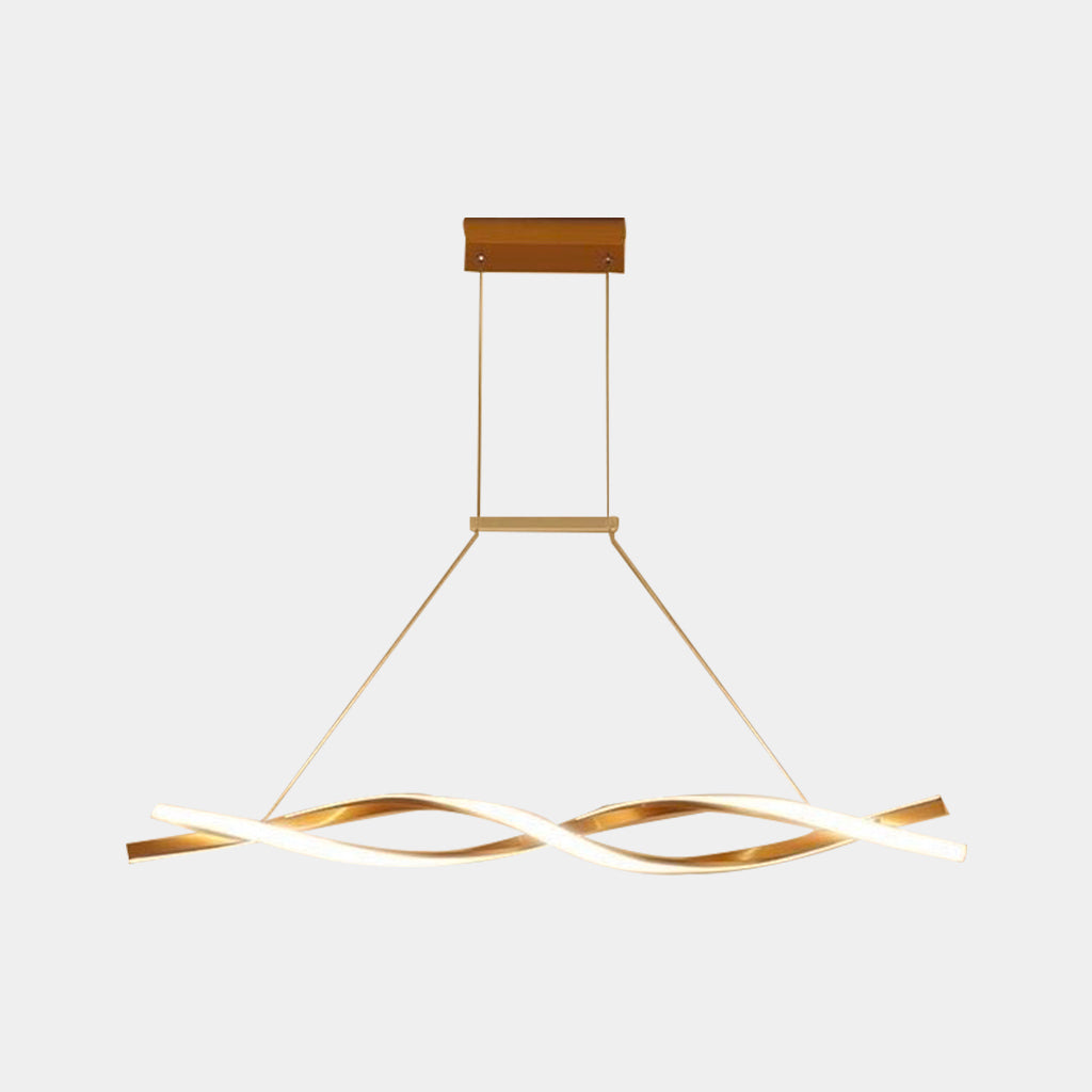 Linear Chandelier Ceiling Light LED Exquisite Curved Wavy Helix, Aluminum