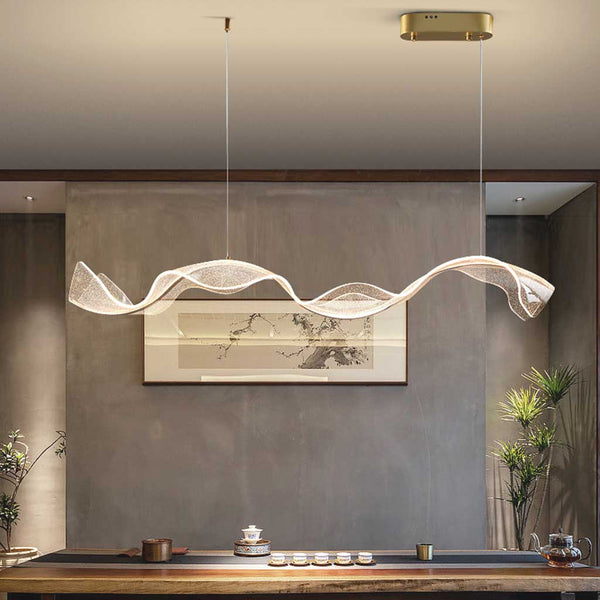 Chandelier Modern Minimalist Luxury Ribbon Acrylic, Gold