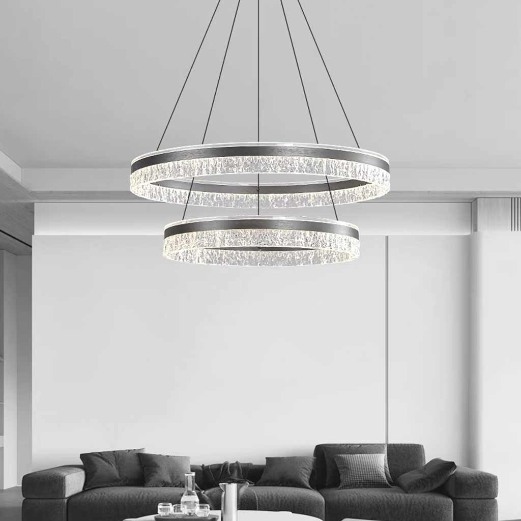 Chandelier Luxury Circular Ring LED Dimmable, Grey
