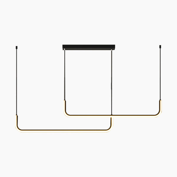 Chandelier Pendant Light Minimalist Metal Linear LED, Gold / Black