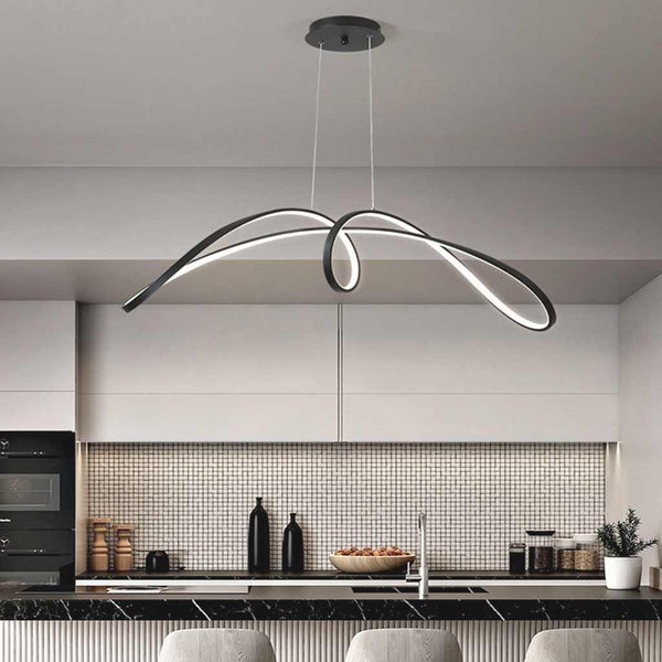 Chandelier Minimalist Aluminum Curved Dimmable LED, Black / White