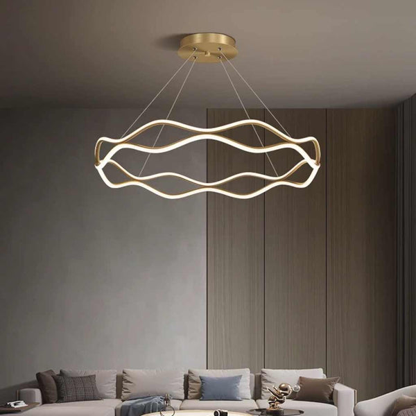 Chandelier Modern Circular Wave Ring Copper LED