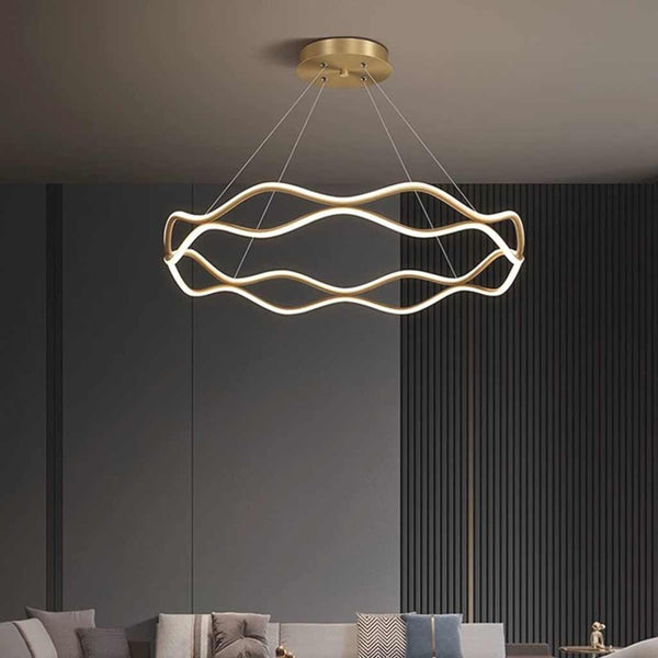 Chandelier Modern Circular Wave Ring Copper LED