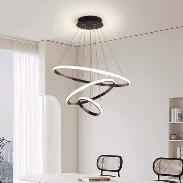 Chandelier Modern Gold 3 Ring Circular, Aluminum