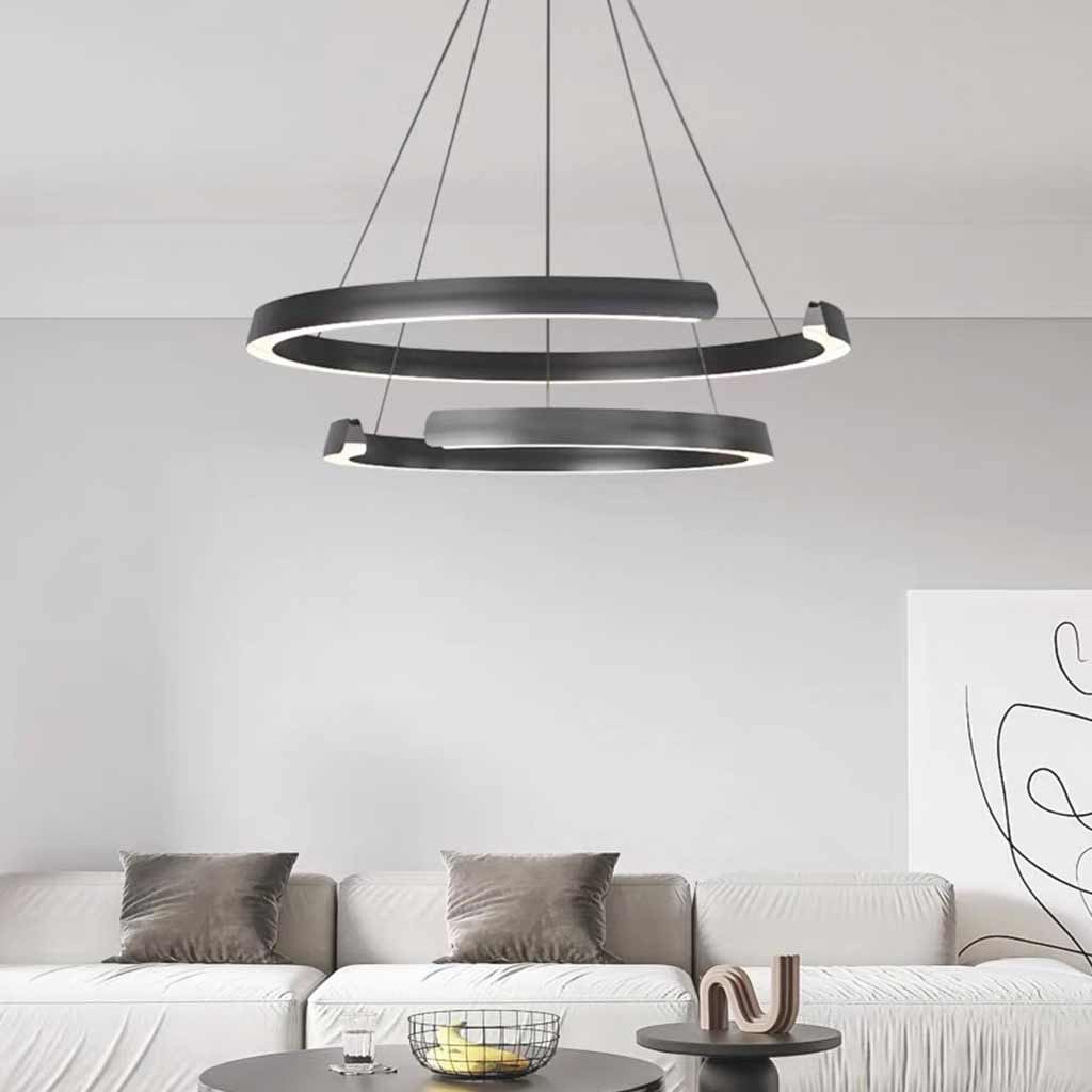 Chandelier Multi-Ring C-Shape LED Dimmable, Black