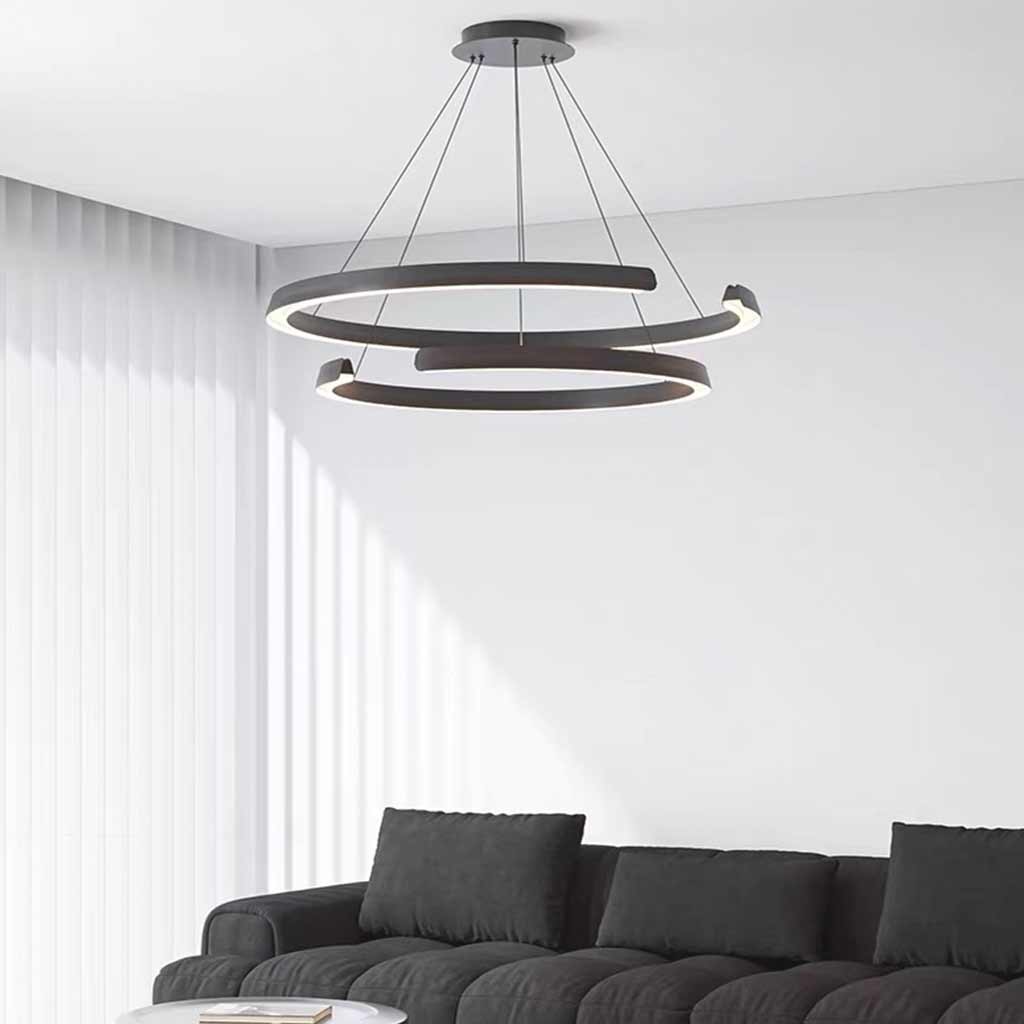 Chandelier Multi-Ring C-Shape LED Dimmable, Black