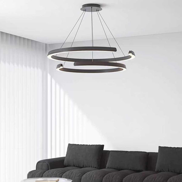 Chandelier Multi-Ring C-Shape LED Dimmable, Black